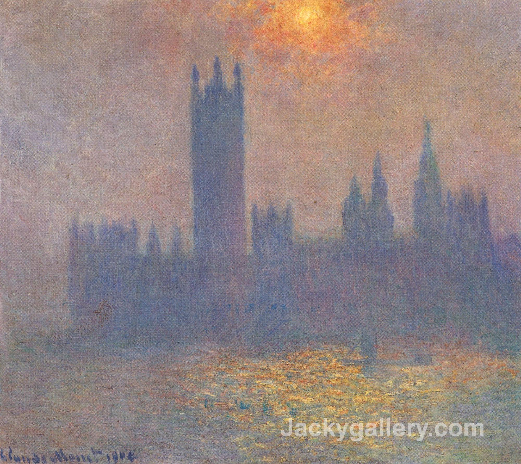 Houses of Parliament, Effect of Sunlight in the Fog by Claude Monet paintings reproduction